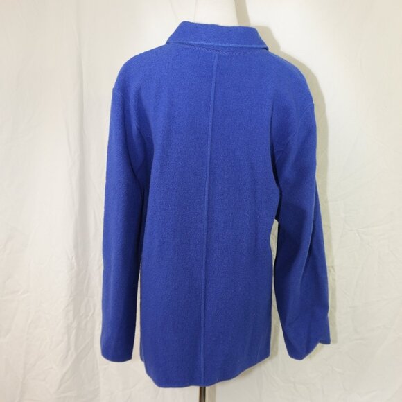 100% Merino Wool 3X Jacket with Pockets Shachet Button Front Cardigan Royal Blue - Picture 5 of 5